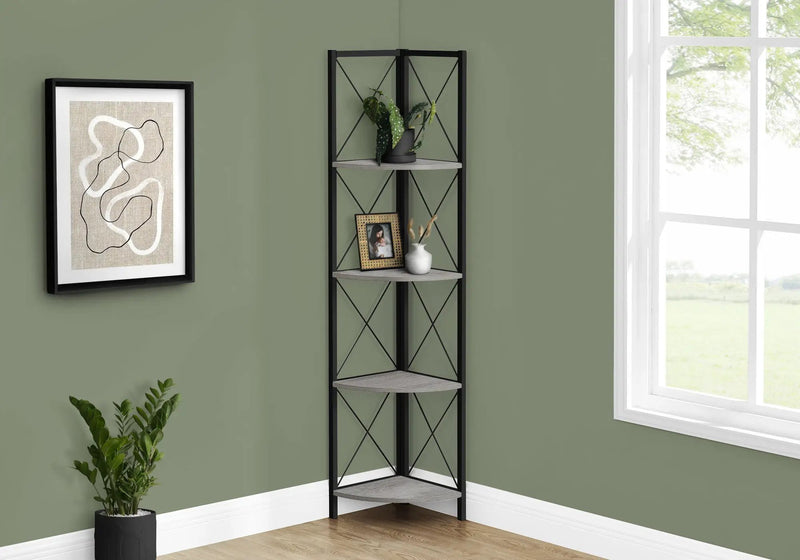 4-Tier Corner Bookshelf with Marble Look and Metal Frame by HouseOfZazla