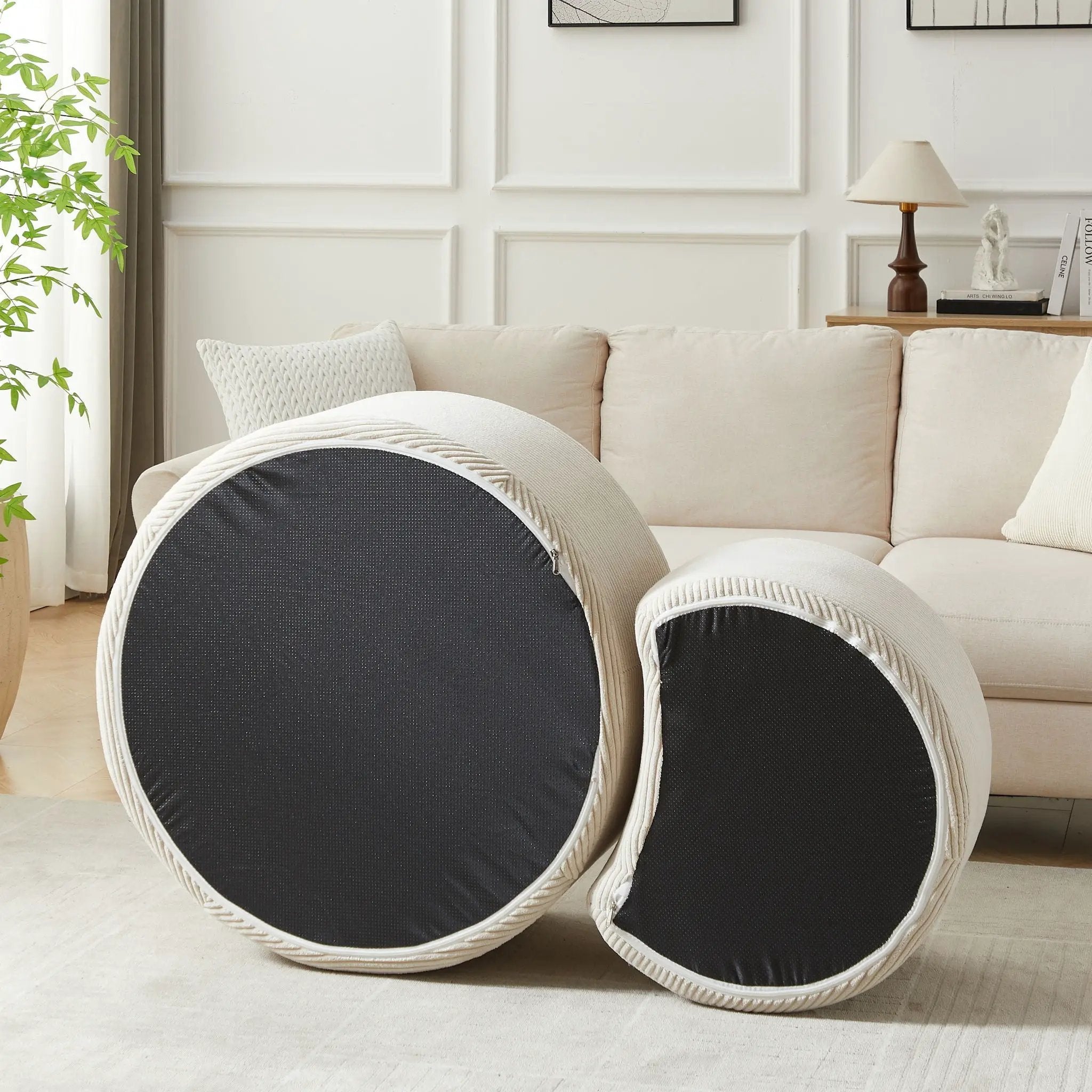 Modern Upholstered Round Coffee Table For Living Room (Set of 2) by HouseOfZazla