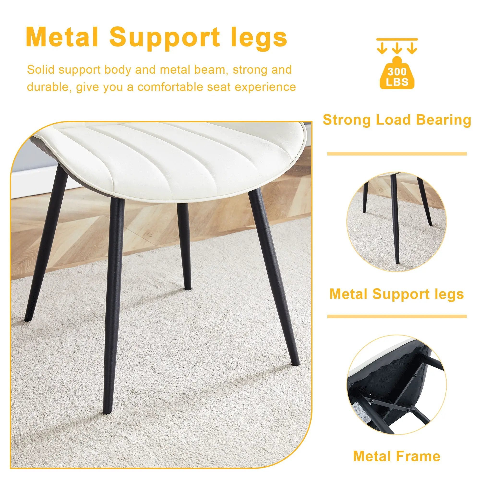 Modern Minimalist Dining Chair Set, Extended Seat Cushion by Unique Piece Furniture
