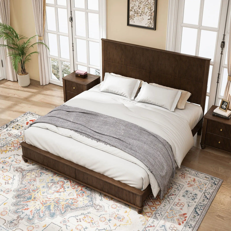 Platform Bed Frame With Tall Headboard by HouseOfZazla