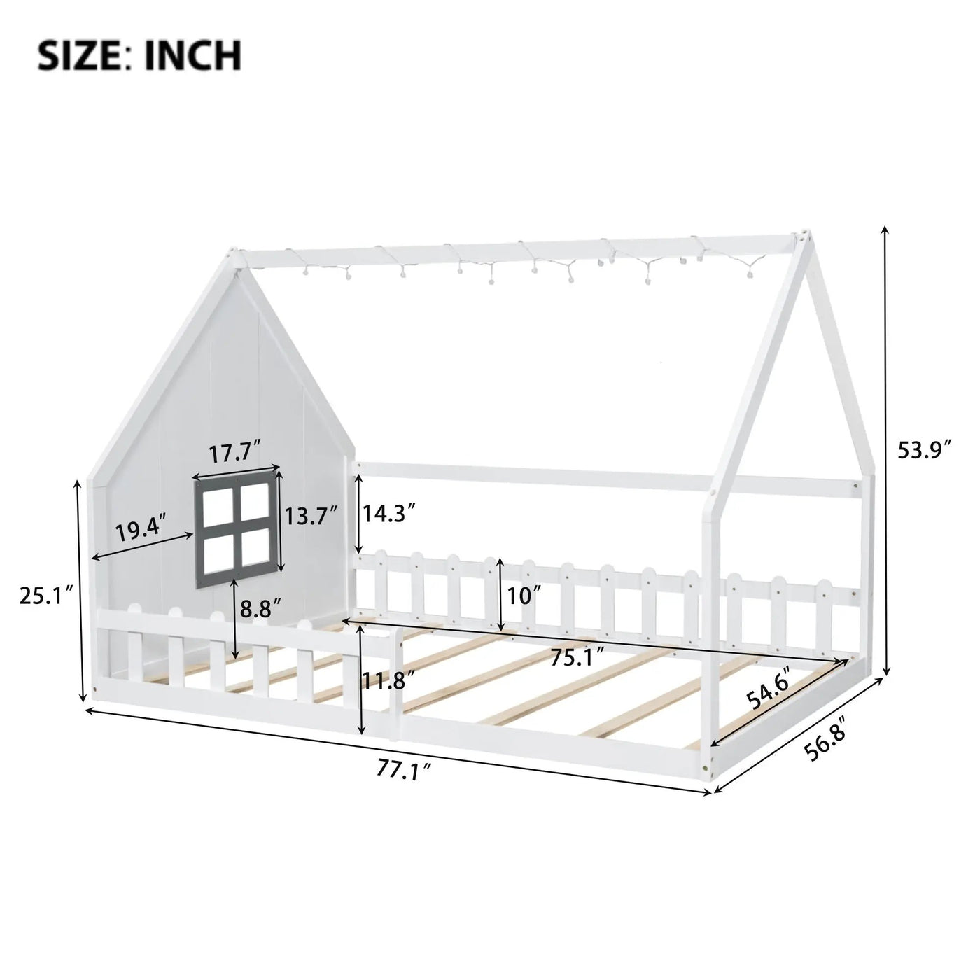 House Bed With Window And Fence by Unique Piece Furniture