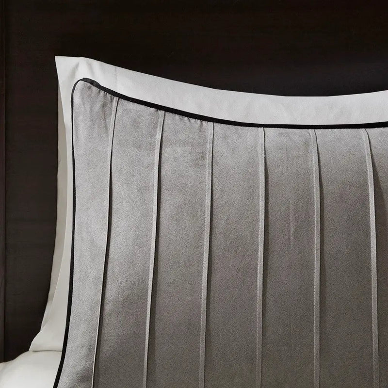 7 Piece Faux Suede Comforter Set Grey Queen by HouseOfZazla