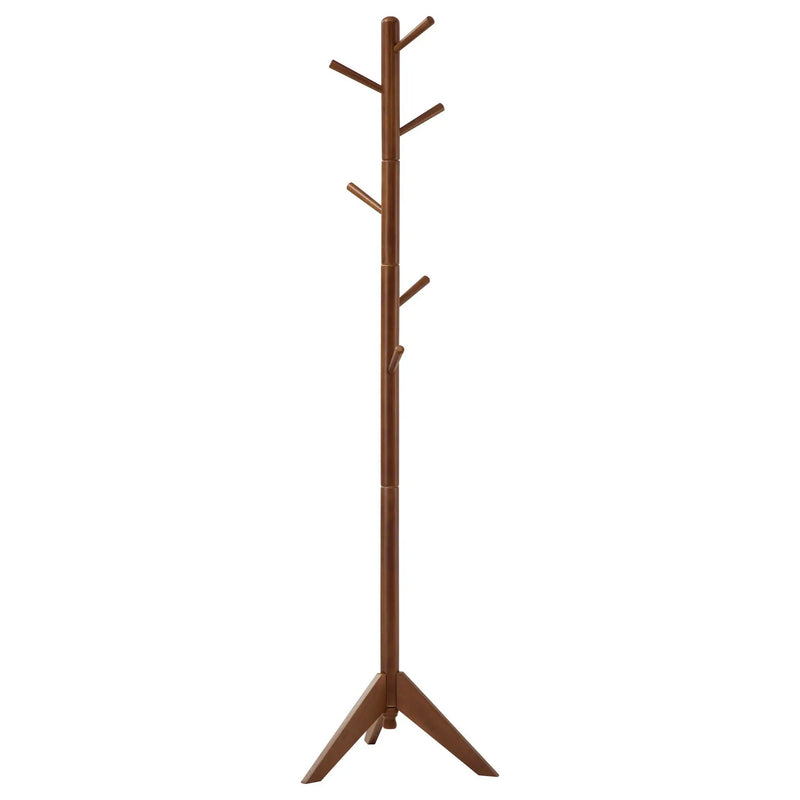 Devlin 6 Hook Freestanding Wood Coat Rack Hat Hanger Walnut by Unique Piece Furniture
