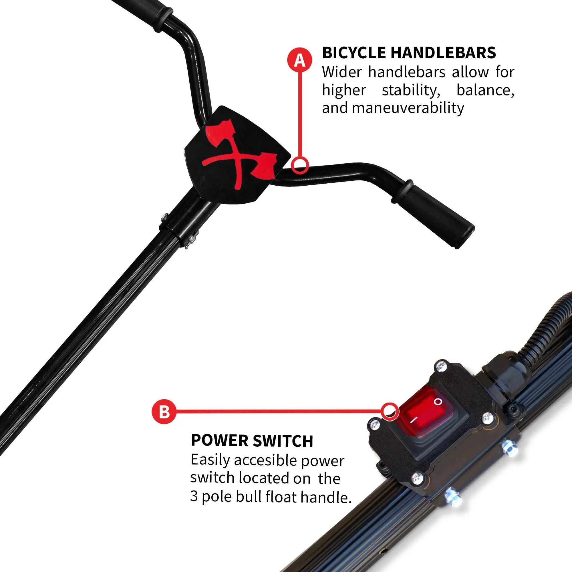 30" Battery-Powered Portable Power Trowel with 18ft Bull Float Handle by Tomahawk Power
