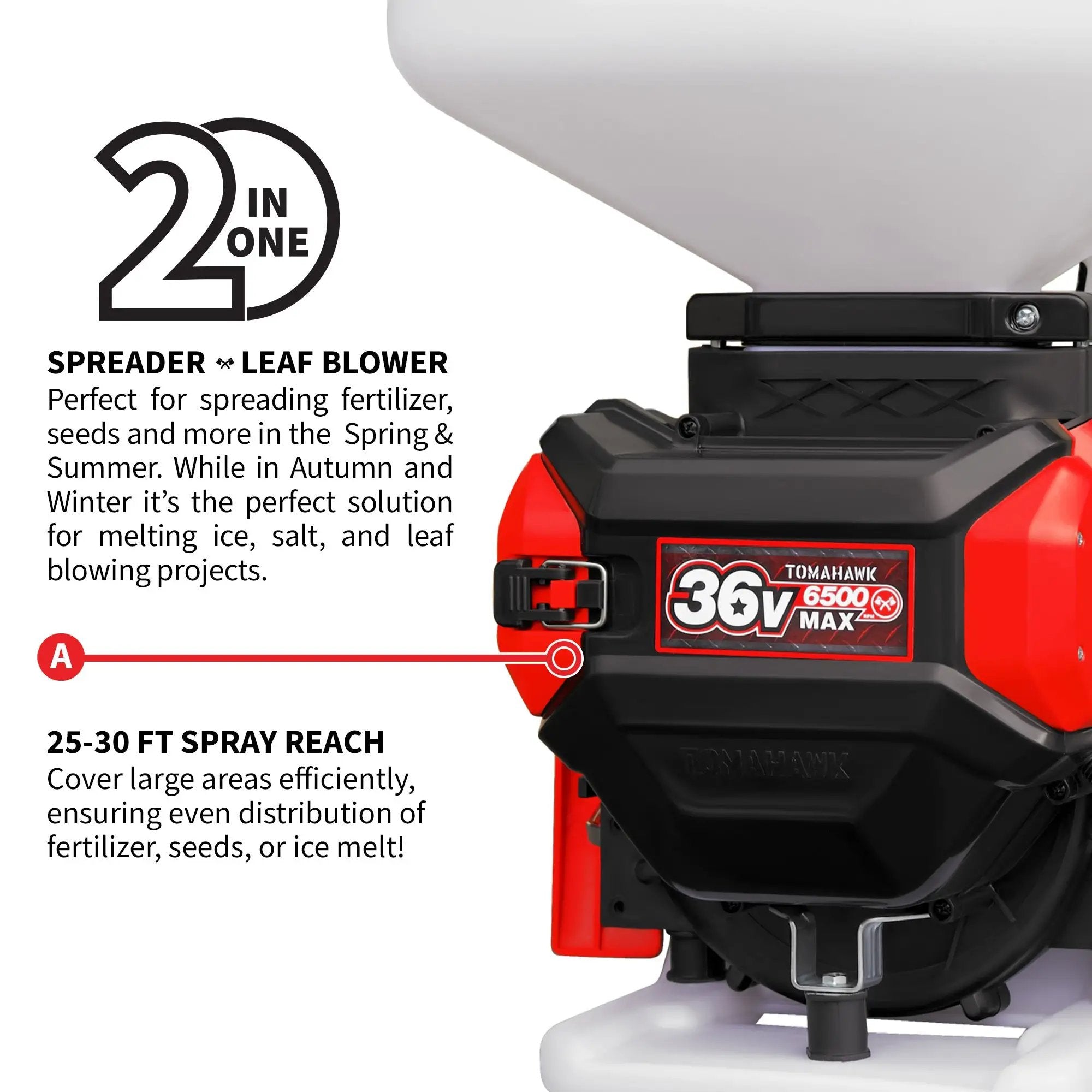 5 Gal Battery-Powered Fertilizer Spreader Broadcast Lawn Seed Ice Melt Salt by Tomahawk Power