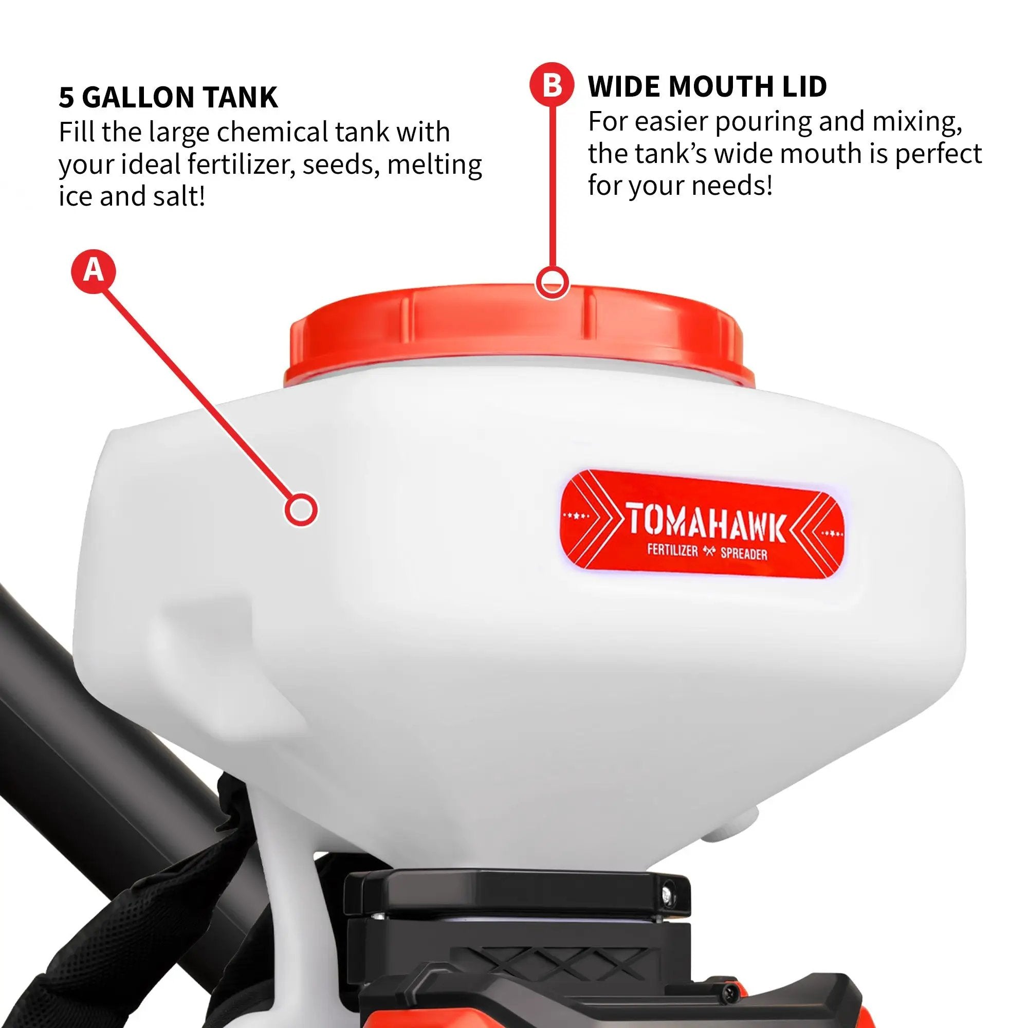 5 Gal Battery-Powered Fertilizer Spreader Broadcast Lawn Seed Ice Melt Salt by Tomahawk Power