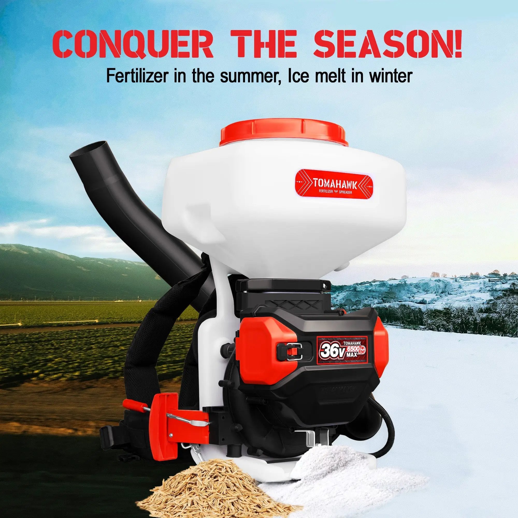 5 Gal Battery-Powered Fertilizer Spreader Broadcast Lawn Seed Ice Melt Salt by Tomahawk Power