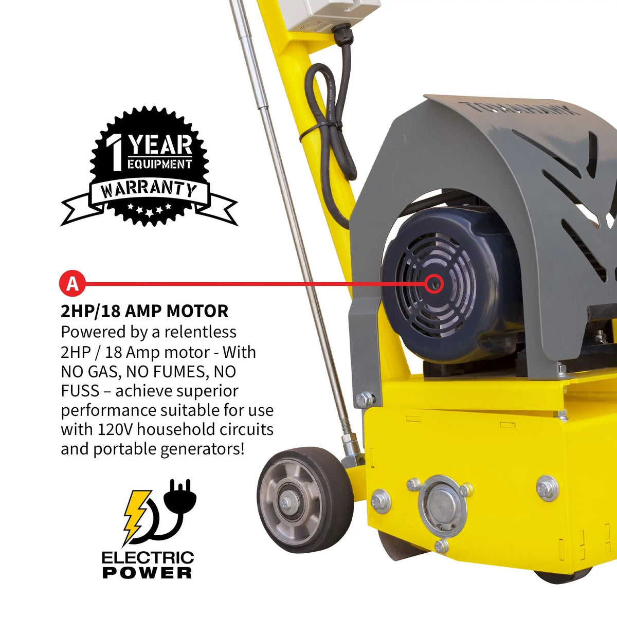 Electric 8” Concrete Scarifier Planer Grinder for Sidewalk Trip Hazard Repair, Traffic Line Removal, photo 5 of 17