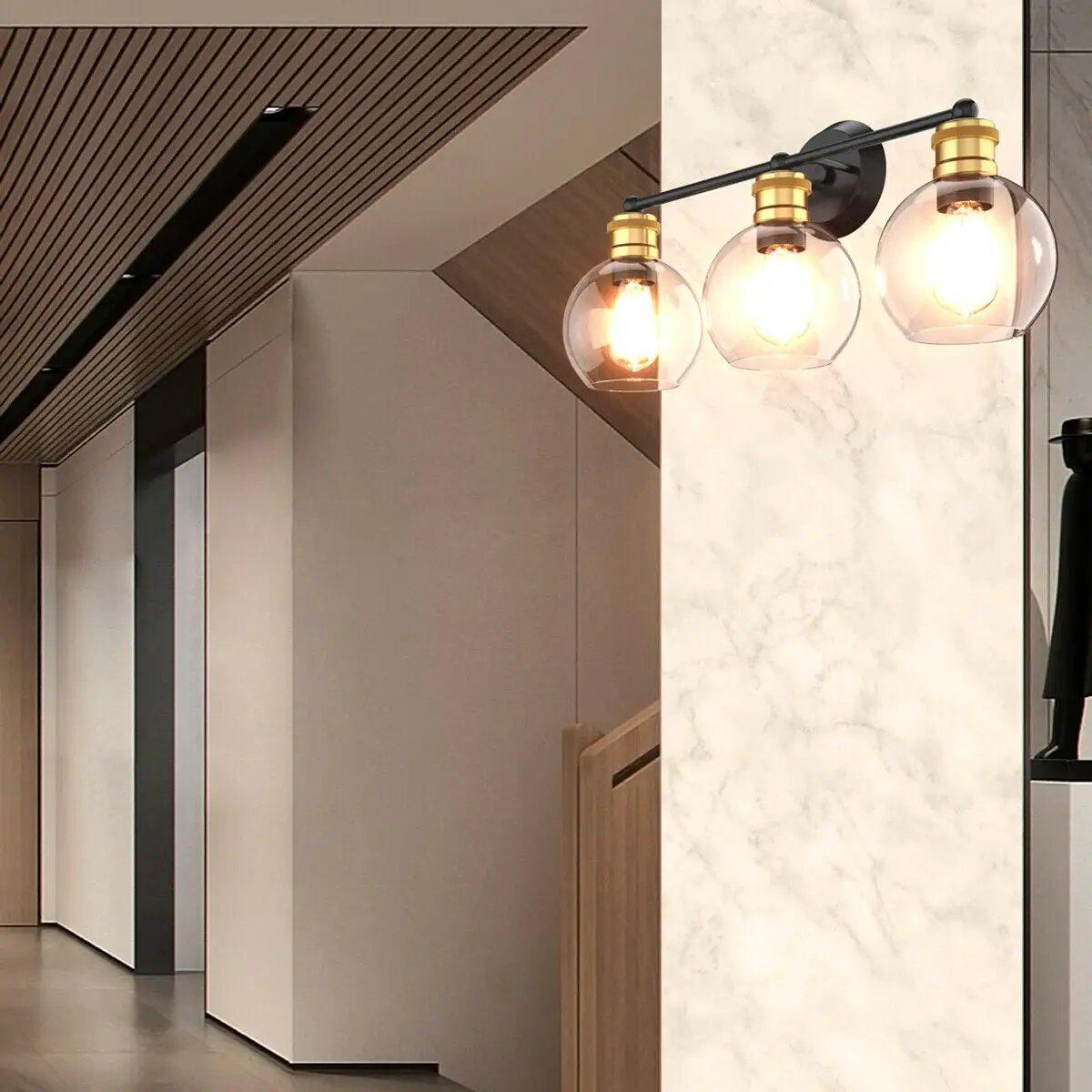 Modern 3-light Bubbled Glass Vanity Light by DirectDeals