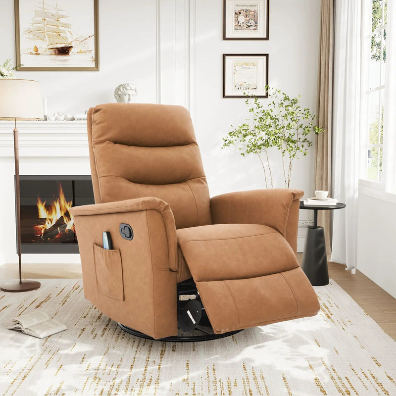 Manual Recliner Chair With 8-Point Massage and Swivel Function by HouseOfZazla