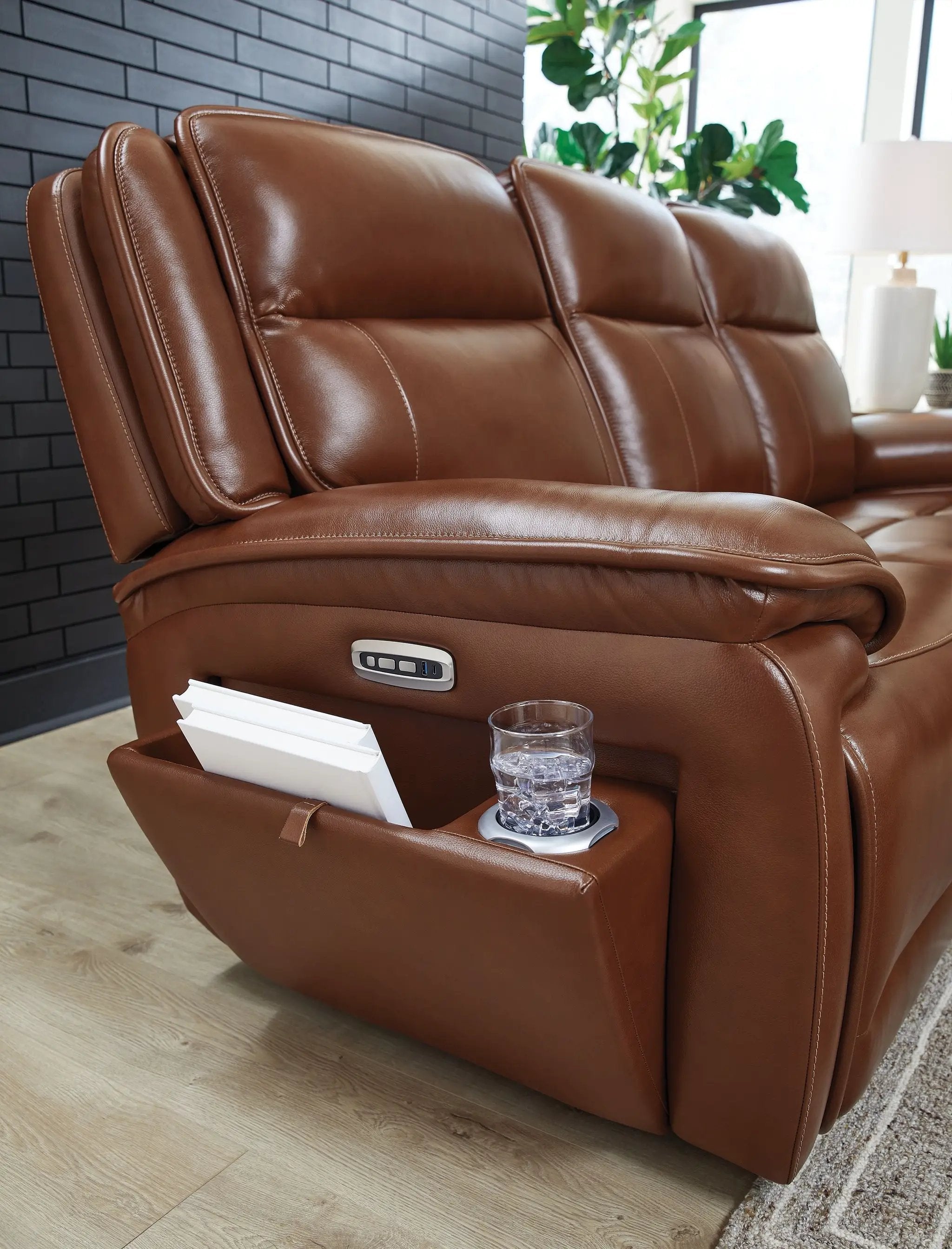 Healy Pier - Power Reclining Sofa / Adj Headrest - Chocolate by Unique Piece Furniture