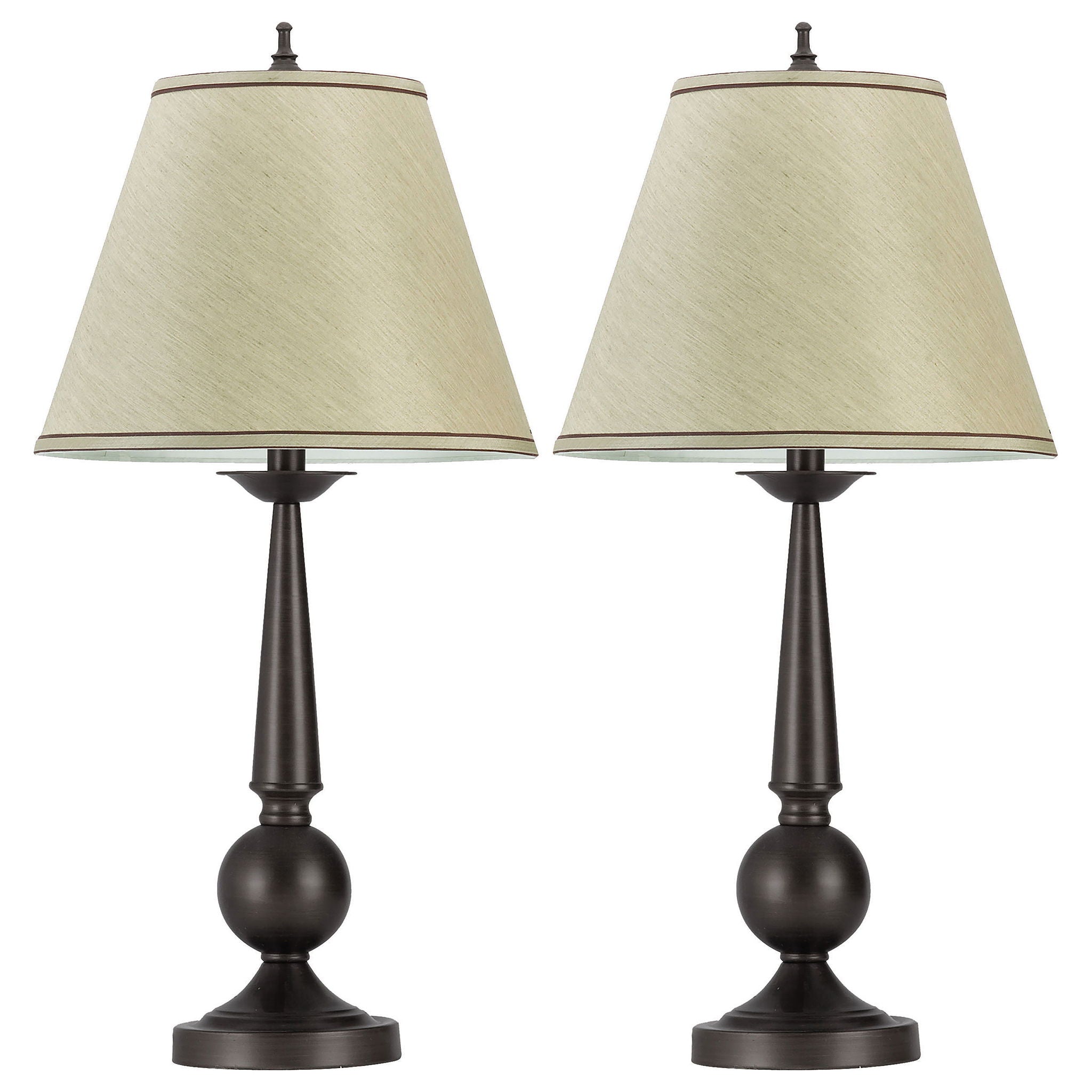 Table Lamps With Cone Shade (Set of 2) - Beige / Brown by HouseOfZazla
