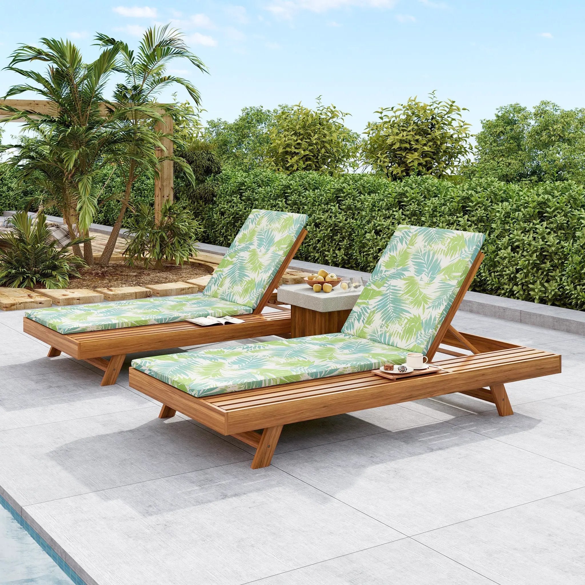 Lounge Chaise Set with Water-Resistant Cushions by HouseOfZazla