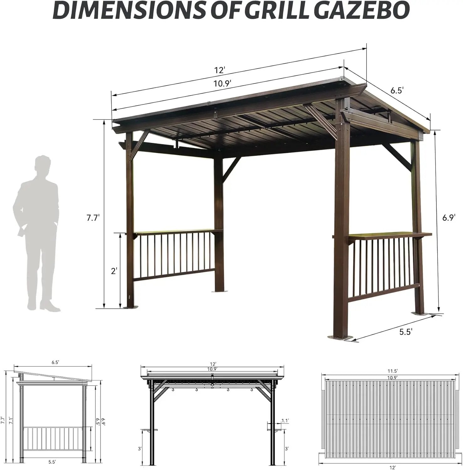 6.5x12FT Hardtop Grill Gazebo by HouseOfZazla
