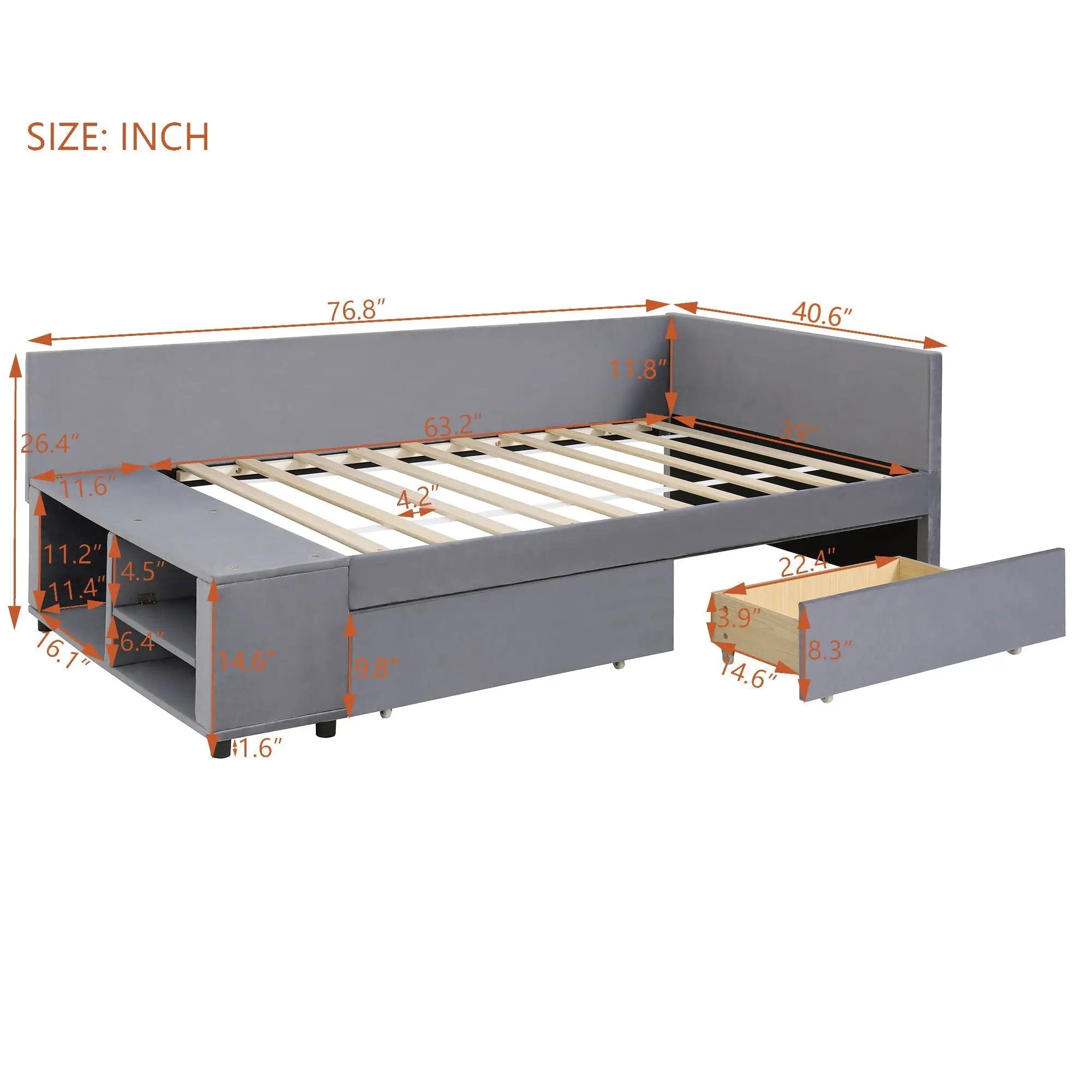 L Shaped Upholstered Platform Bed With Storage And Drawers by HouseOfZazla