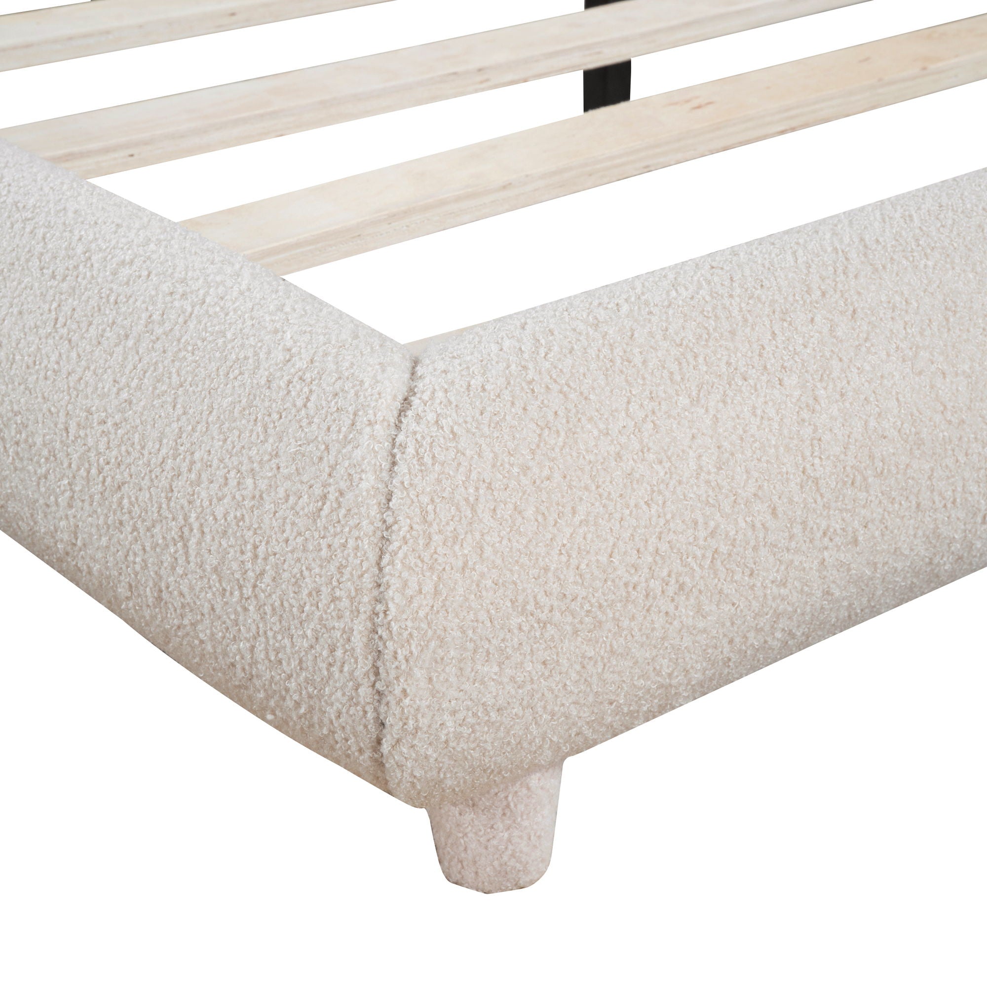 Upholstered Platform Bed With Thick Solid Frame And Stylish Curve-Shaped Design by HouseOfZazla
