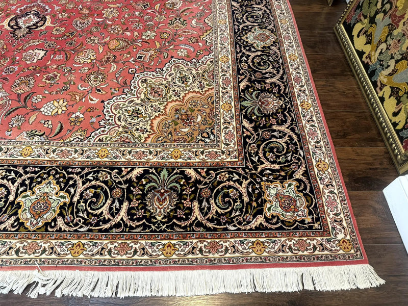 Persian Tabriz Rug 10x13 – Floral Medallion & Birds, Wool & Silk, 330 KPSI by Jewel Rugs