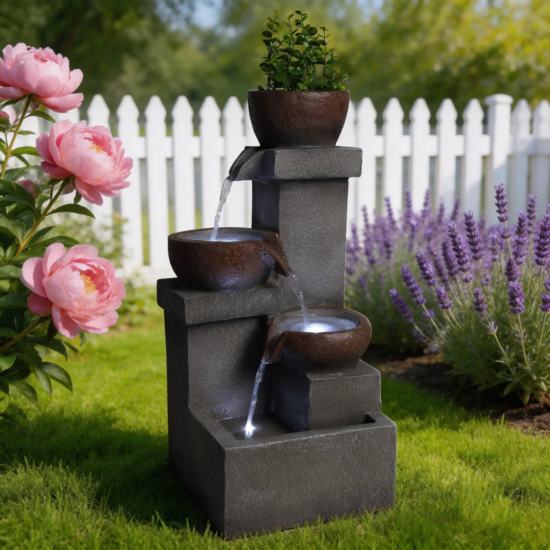 LED Waterfall Fountain Outdoor For Garden - Gray by HouseOfZazla