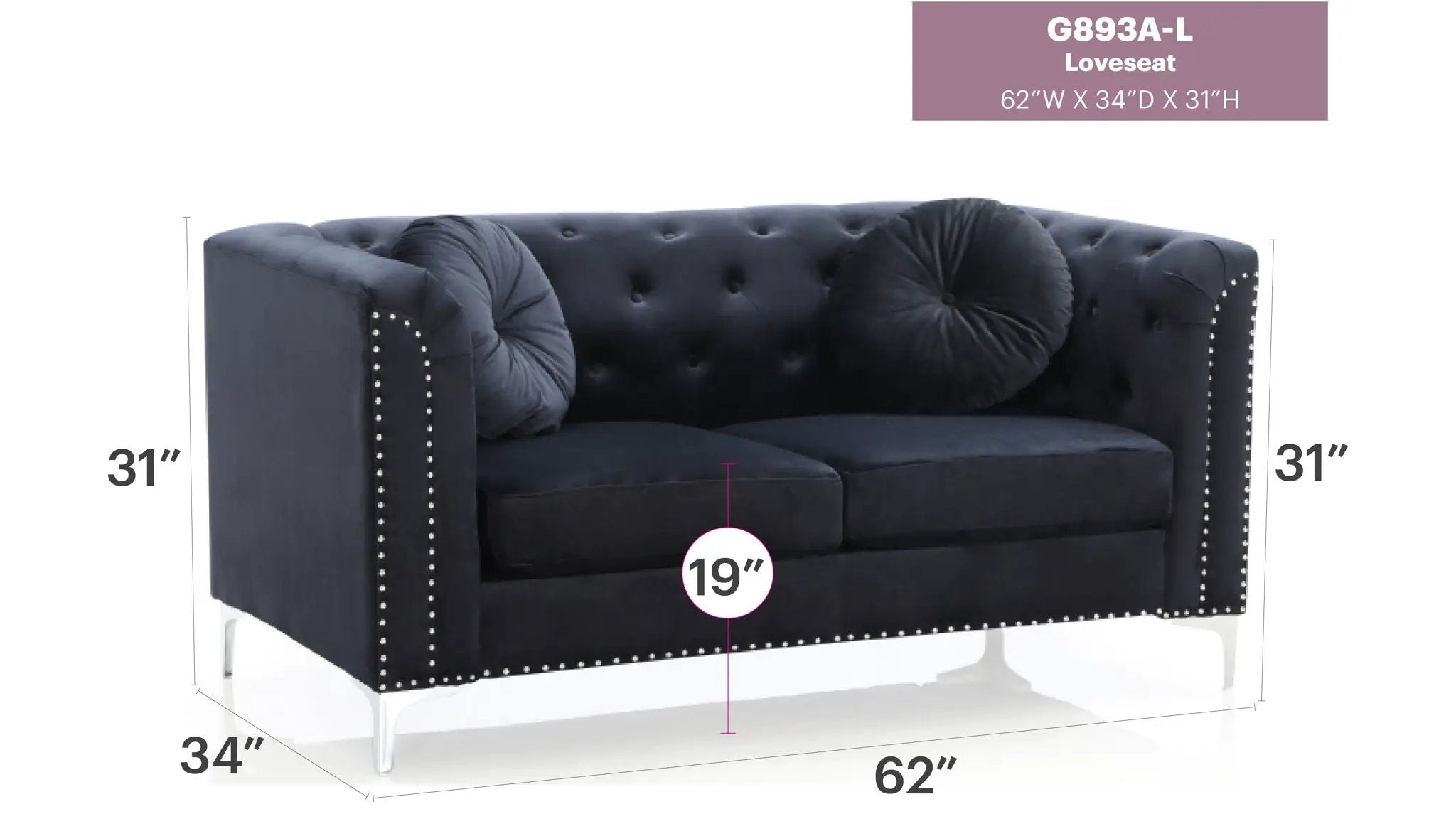 Stylish Sloped Arm Loveseat by Unique Piece Furniture
