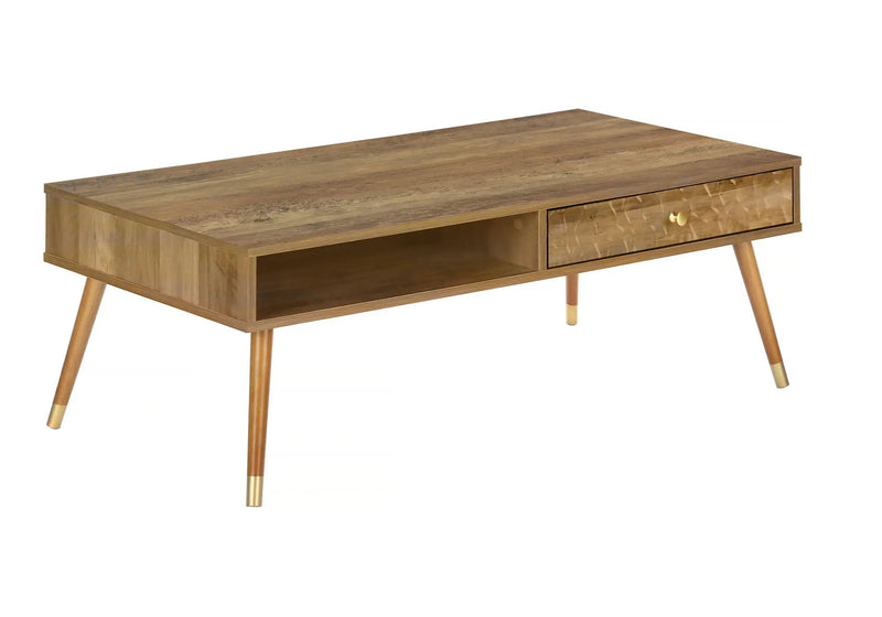 Coffee Table, Accent, Cocktail, Rectangular, Storage, Living Room, Wood Legs, Mid Century - Walnut by Unique Piece Furniture
