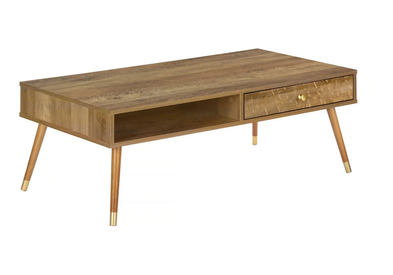 Coffee Table, Accent, Cocktail, Rectangular, Storage, Living Room, Wood Legs, Mid Century - Walnut by Unique Piece Furniture