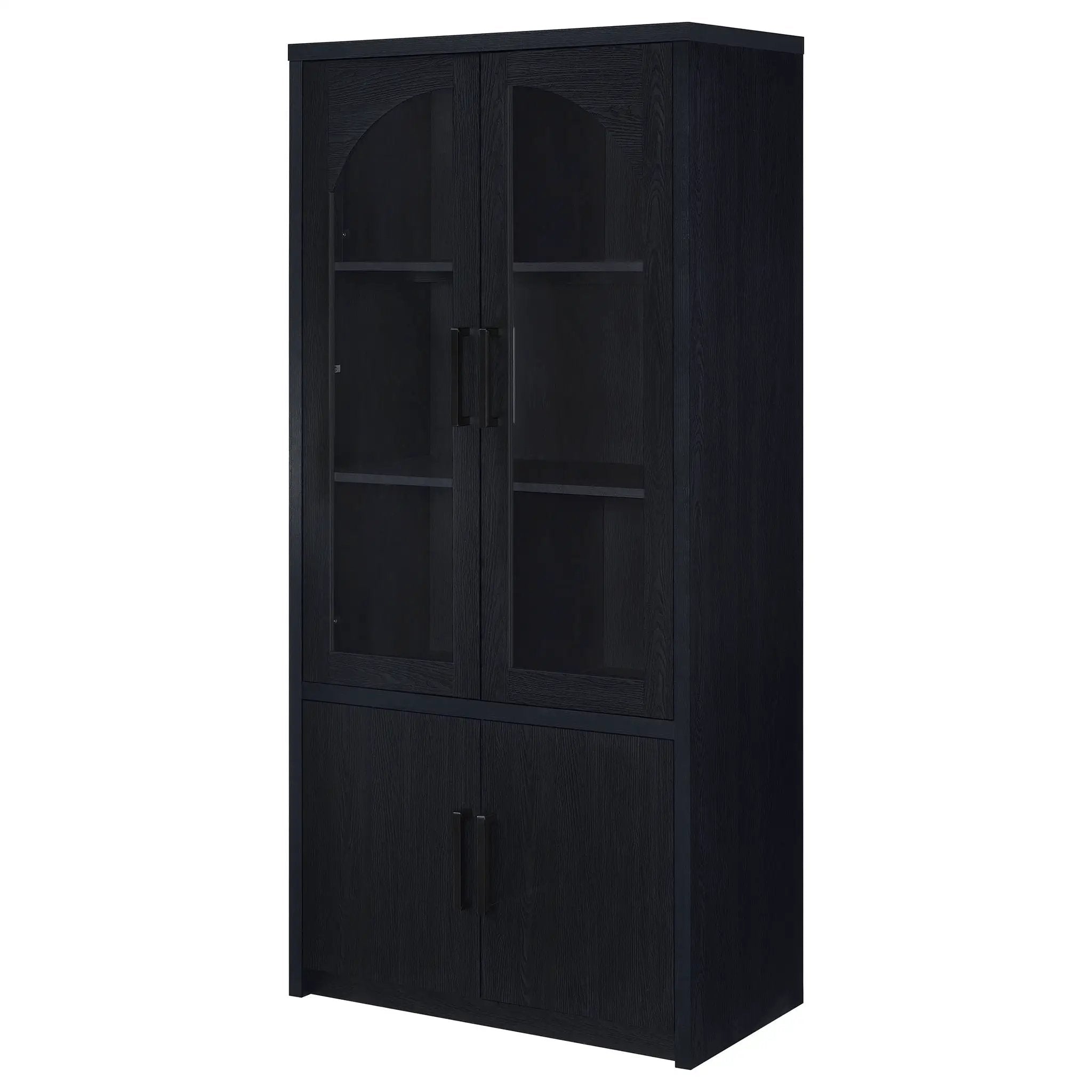 Riva 4-door Tall Accent Display Cabinet LED Lighting Black by Unique Piece Furniture