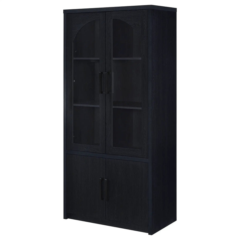 Riva 4-door Tall Accent Display Cabinet LED Lighting Black by Unique Piece Furniture