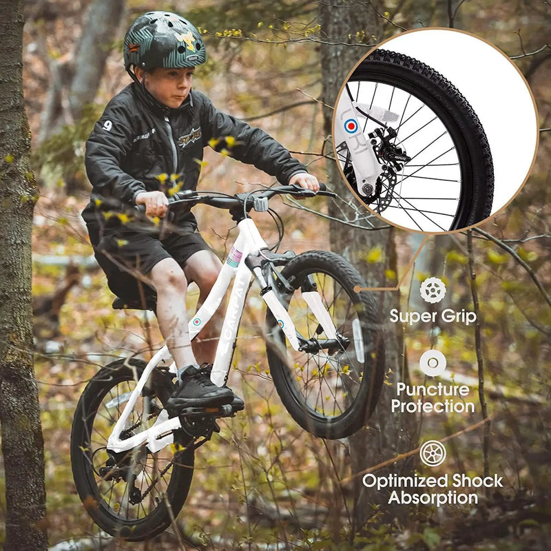 S20101 20" Kids' Bike, Boys Girls Mountain Bike Ages 8-12, 7 Speed Teenager Children Kids' Bicycles, Front Suspension Disc Brake Rear V-Brake, High Steel Frame by HouseOfZazla