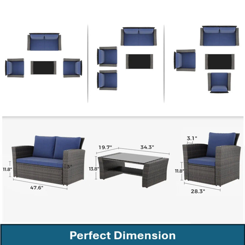 Modern Patio Set With Table And Cushions