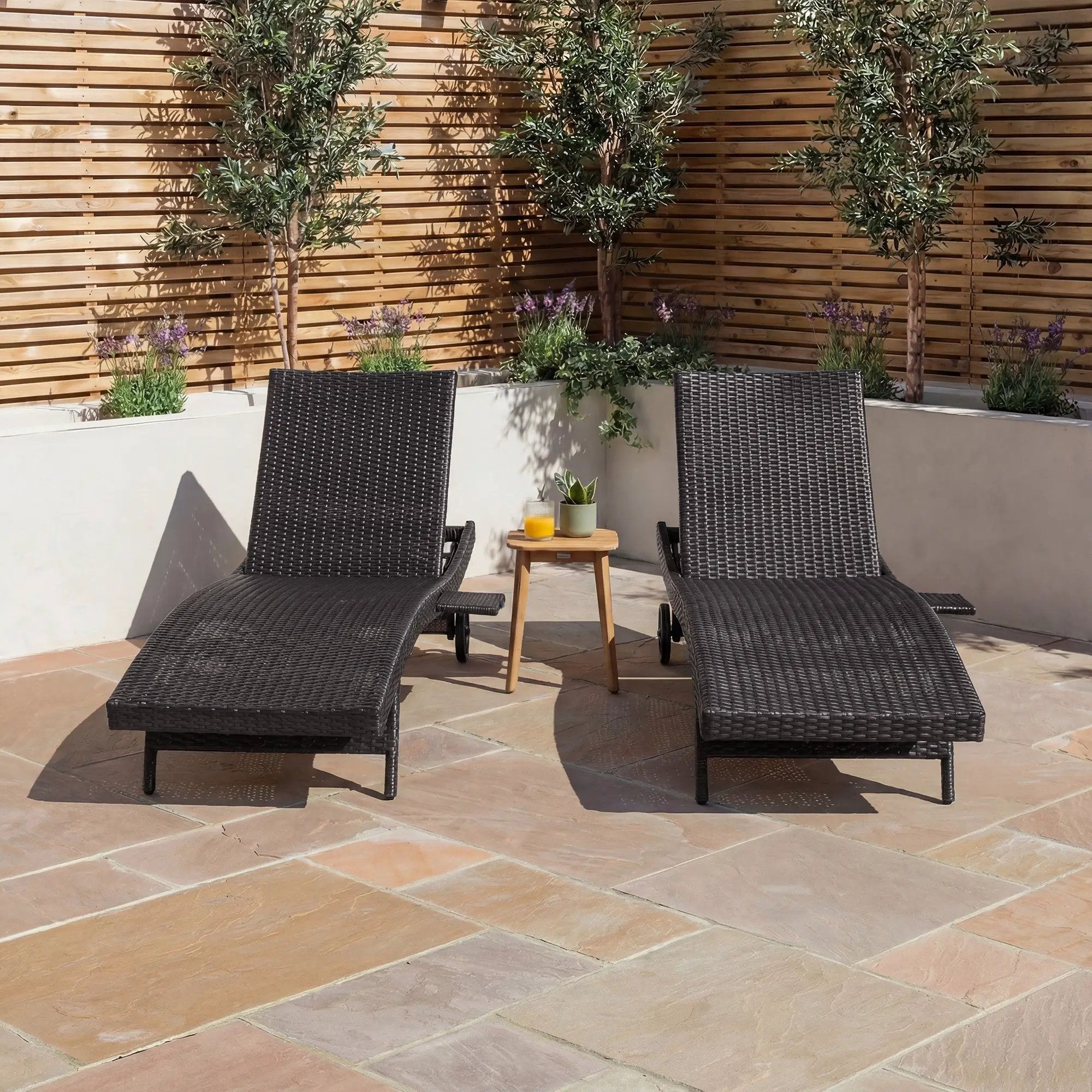 K&K 80'' Patio Wicker Chaise Lounge Chairs Set of 2 by HouseOfZazla