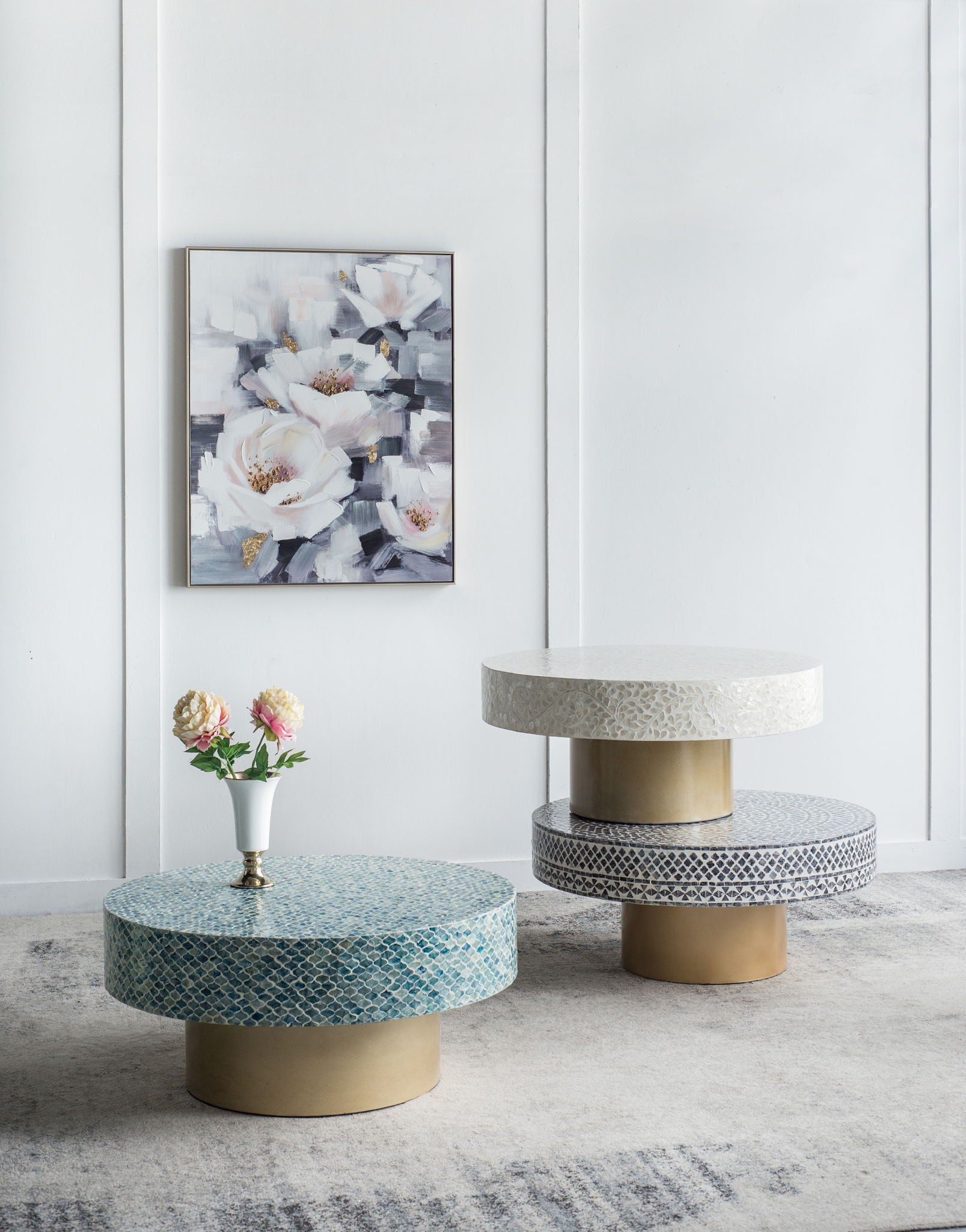Unique Capiz Coffee Table & Pedestal Base by HouseOfZazla