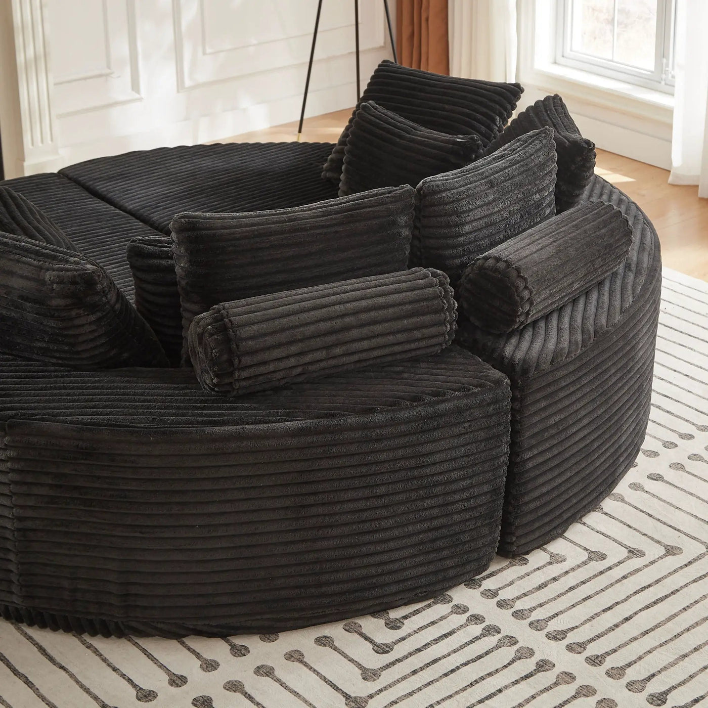 Round Oversized Sofa Bed With 5 Throw Pillows by HouseOfZazla