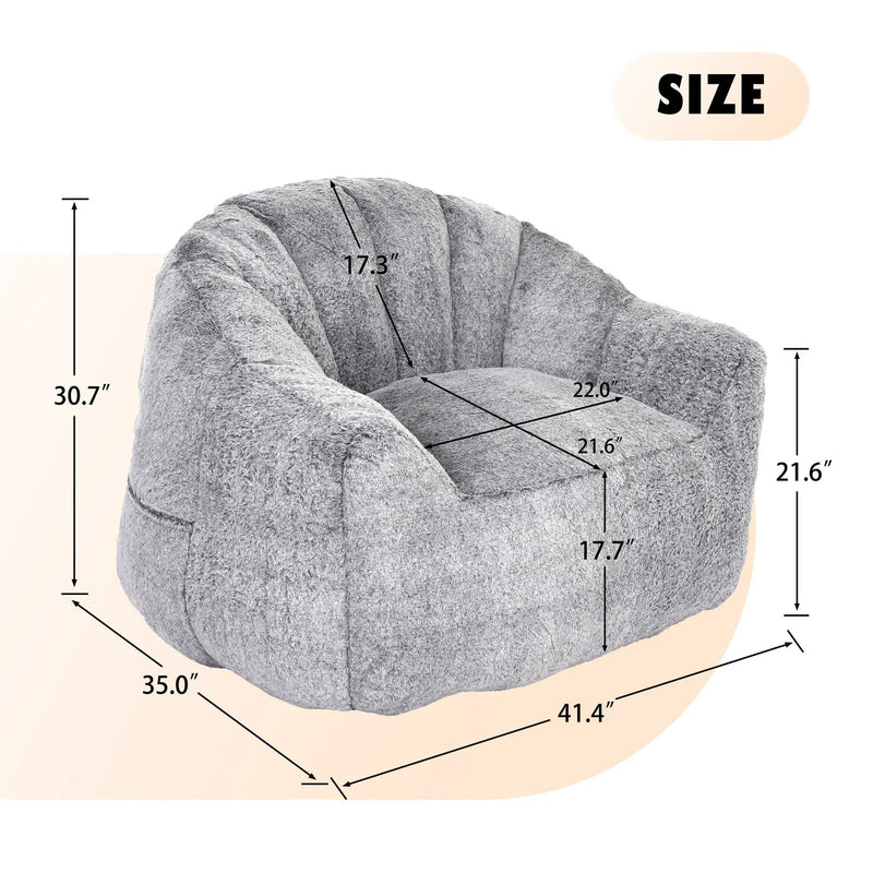 Beanbag Chair, Beanbag Sofa Chair With Armrests Stuffed High Density Foam by HouseOfZazla