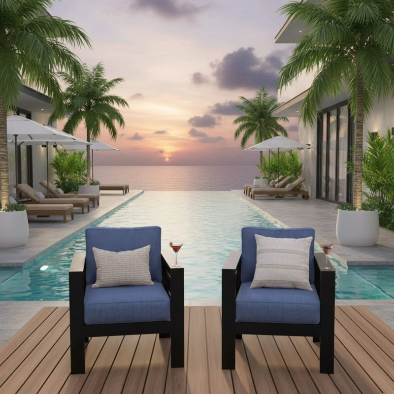 Modern All-Weather Patio Armchairs With Thick Cushions (Set of 2) by HouseOfZazla