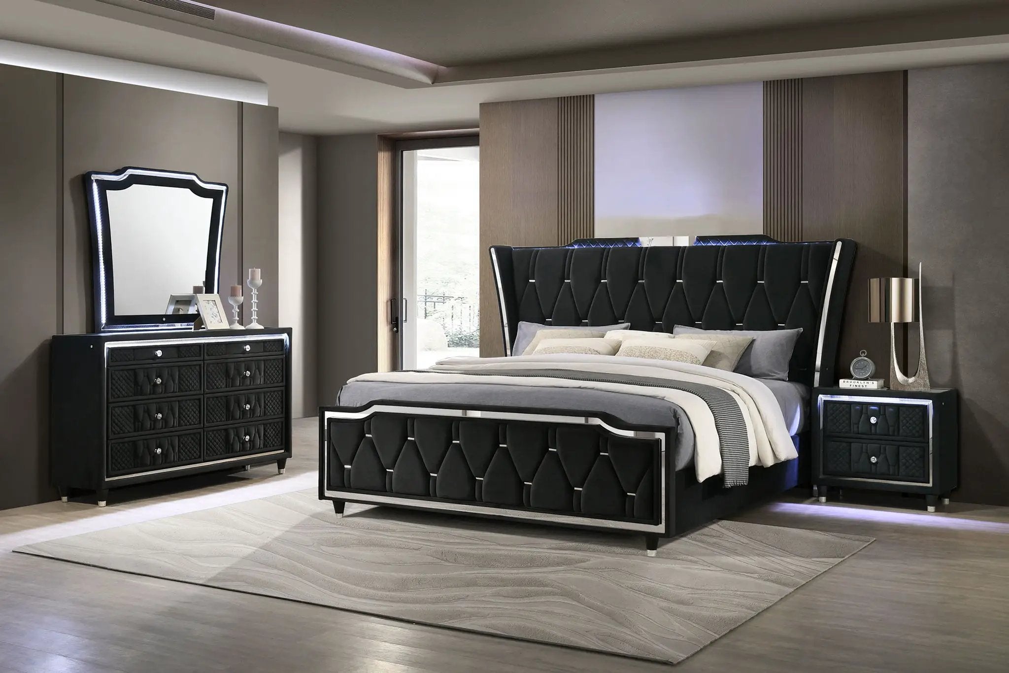 Lorient 4-piece Eastern King Bedroom Set Black by Unique Piece Furniture