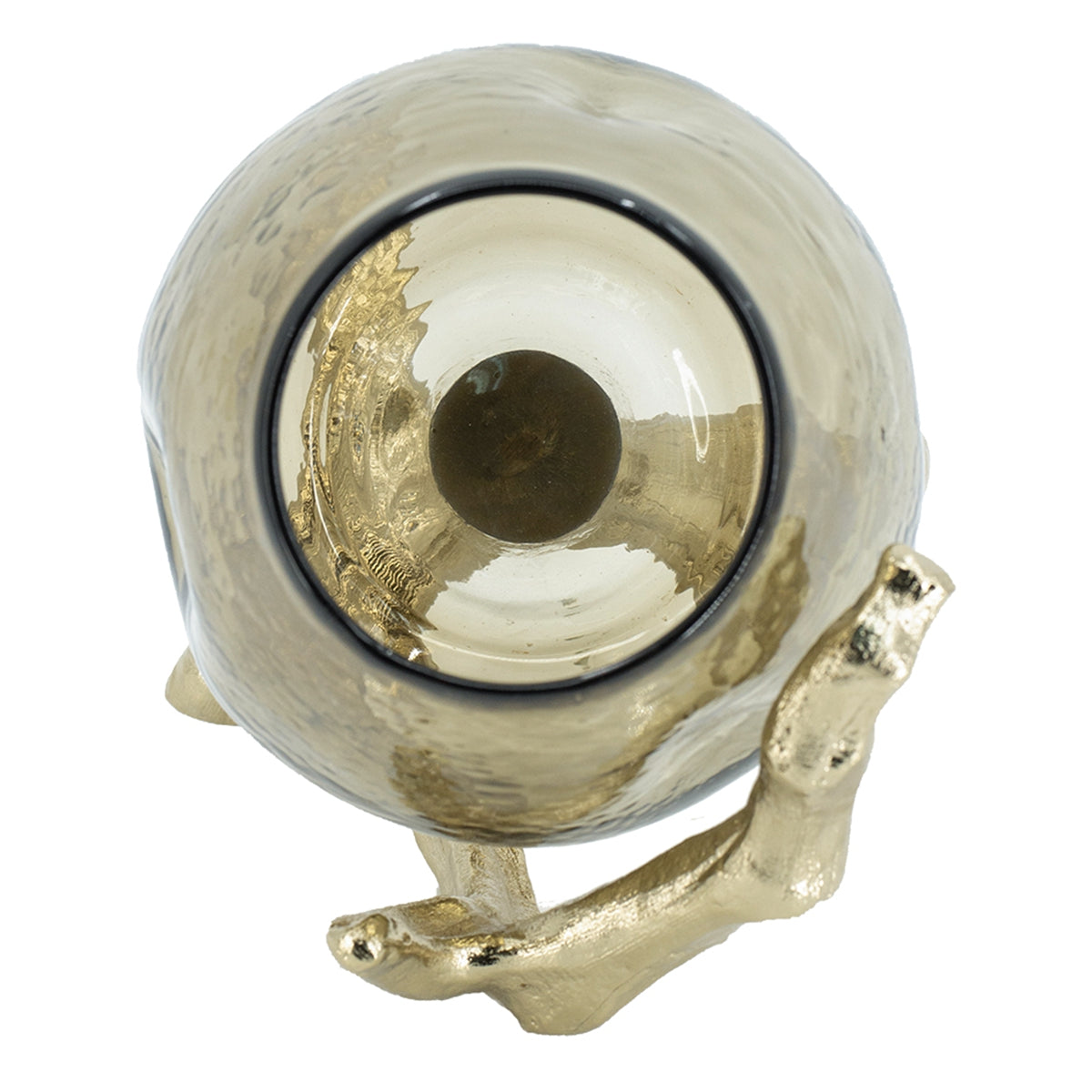 Olive Glass Candle Holder with Gold Metal Legs by HouseOfZazla
