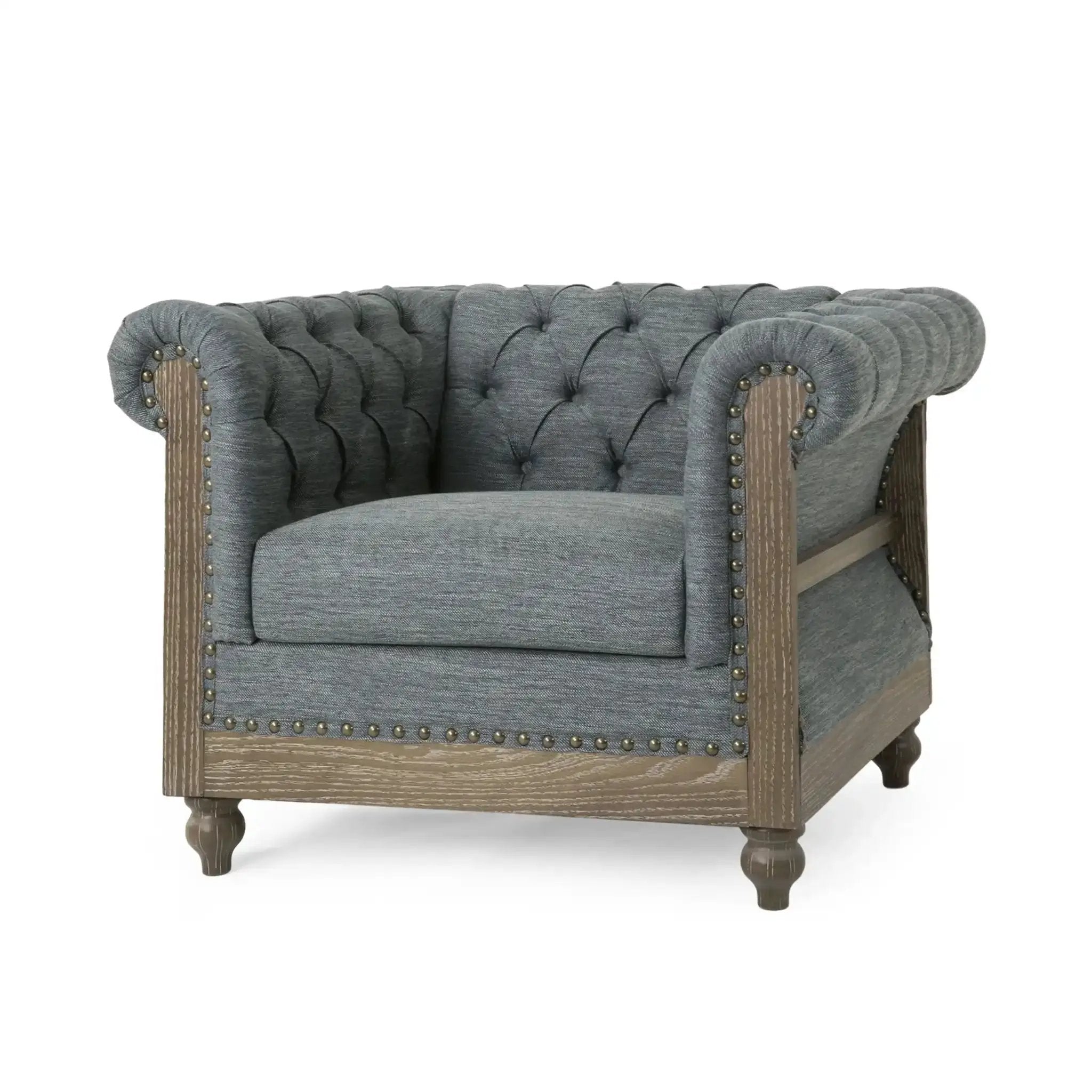 Fabric Upholstered Club Chair With Scrolled Tuxedo Arms by HouseOfZazla