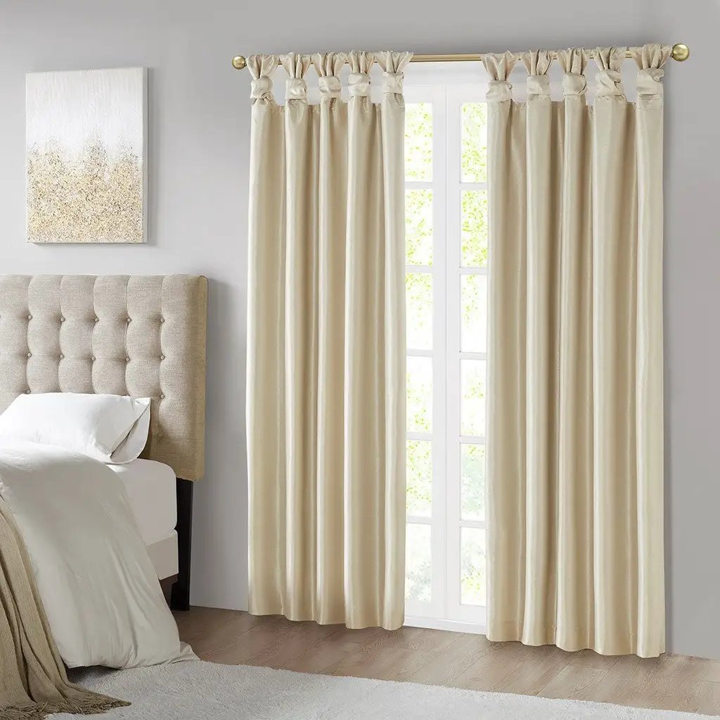 Twist Tab Total Blackout Window Curtain Panel Champagne 50x95 by HouseOfZazla