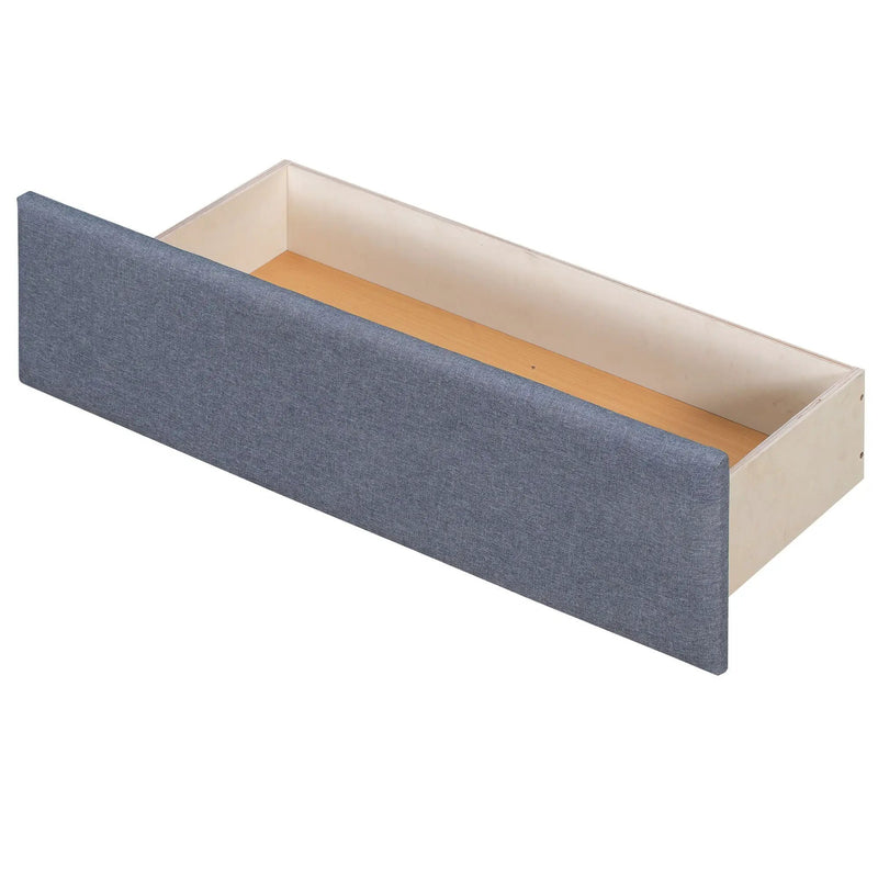 L Shaped Upholstered Platform Bed With Trundle And 2 Drawers Linked With Built In Desk by HouseOfZazla