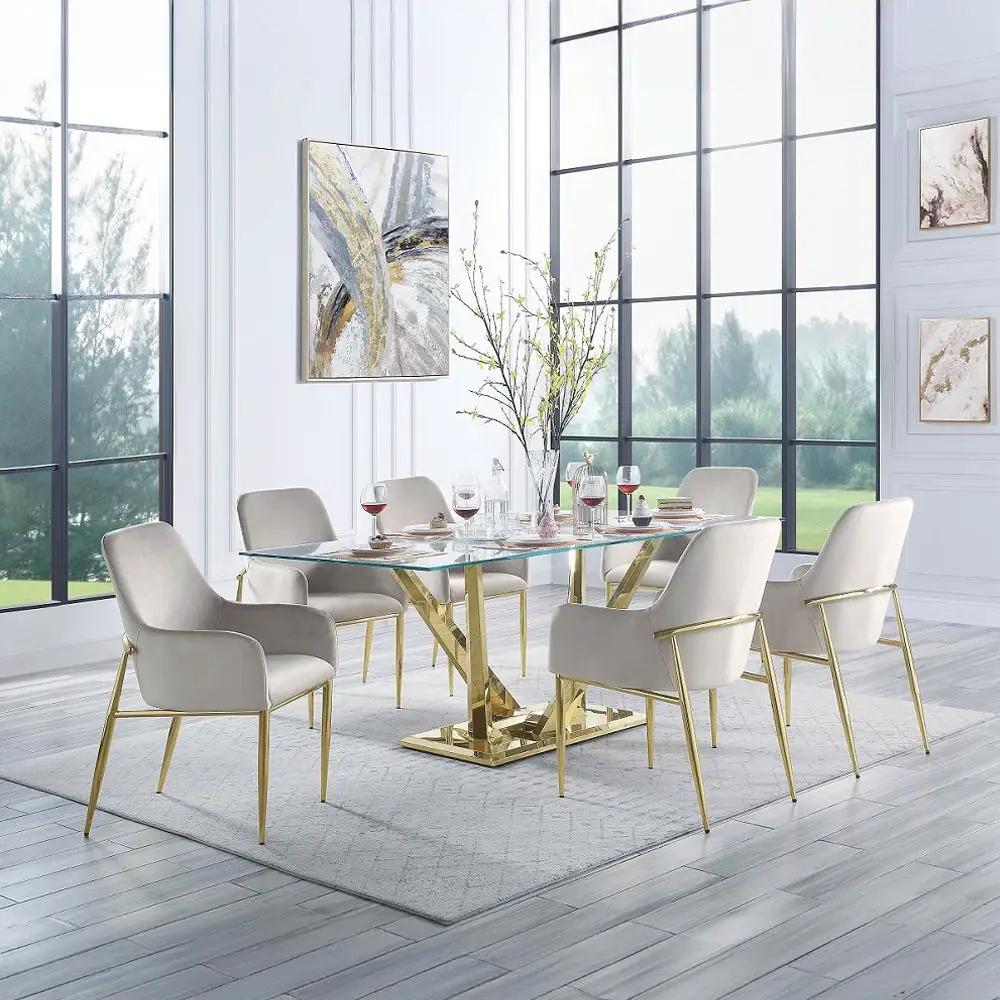 Barnard - Side Chair (Set of 2) - Gray Velvet & Mirrored Gold by Unique Piece Furniture