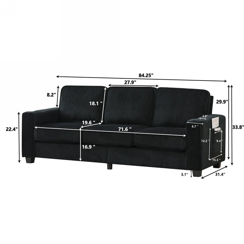 3 Seater Compact Sofa For Living Room by Unique Piece Furniture