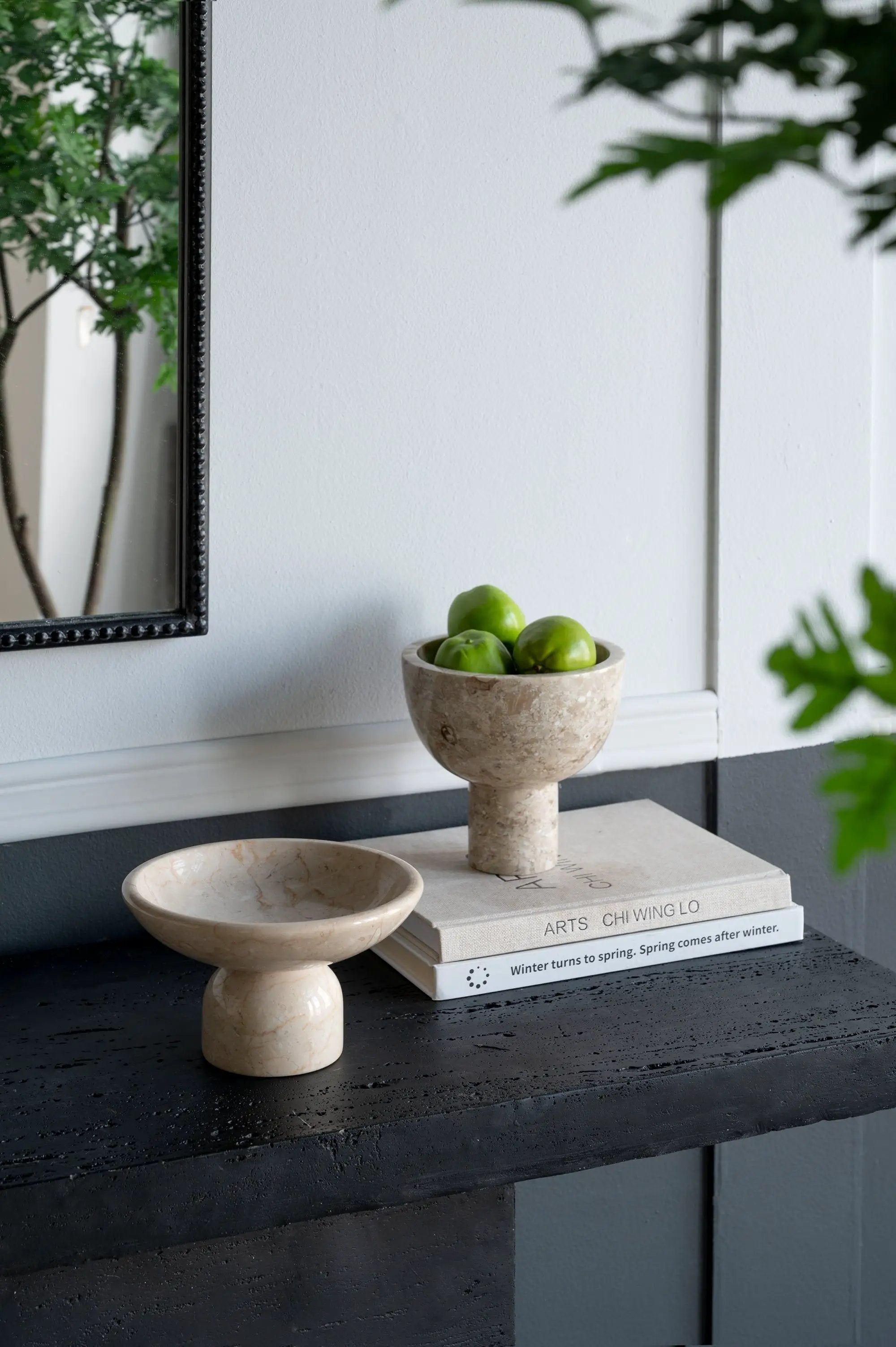 7x7x4" Round Marble Pedestal Fruit Bowl by HouseOfZazla