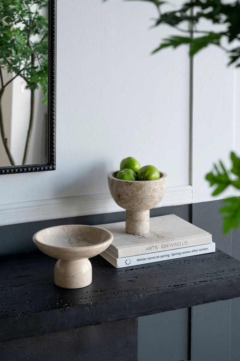 7x7x4" Round Marble Pedestal Fruit Bowl by HouseOfZazla