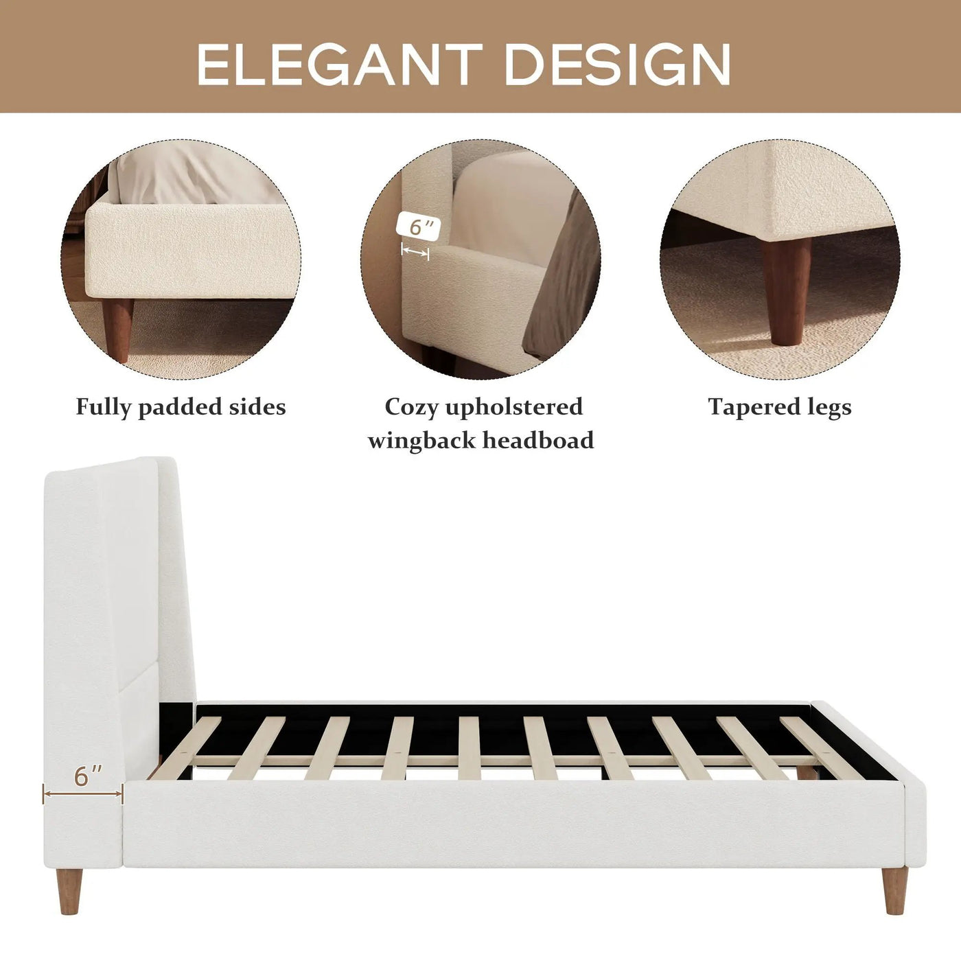 Upholstered Modern Platform Bed With Wingback Headboard by HouseOfZazla