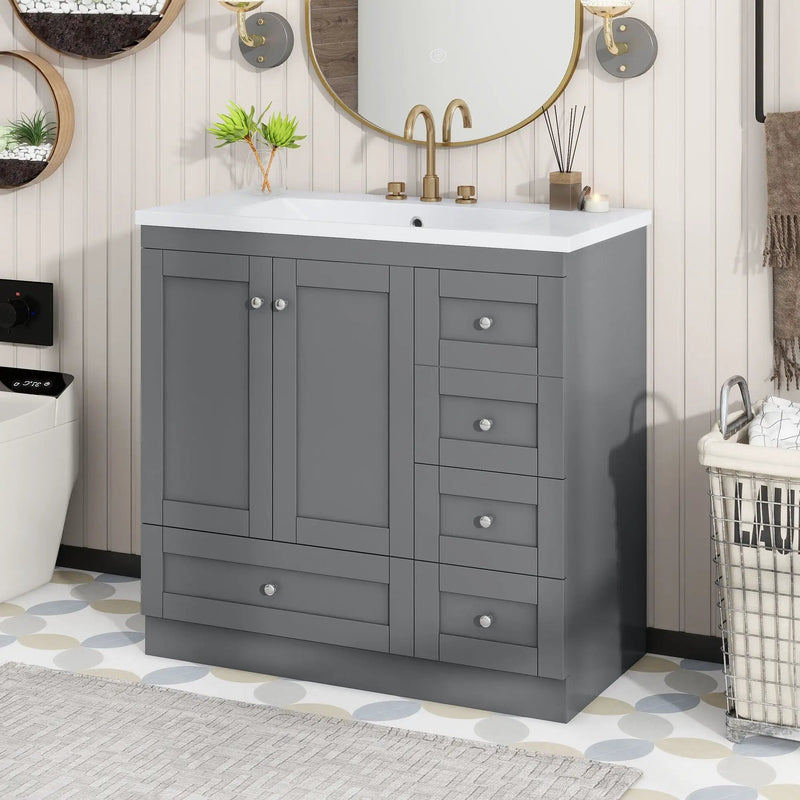 Shaker Free Standing Bathroom Vanity Cabinet With Sink, Soft Close Drawers, Soft Close Doors by HouseOfZazla