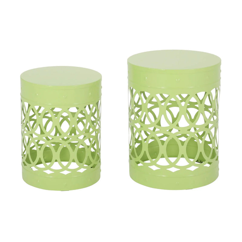 Outdoor Metal Side Table Set of 2 by HouseOfZazla