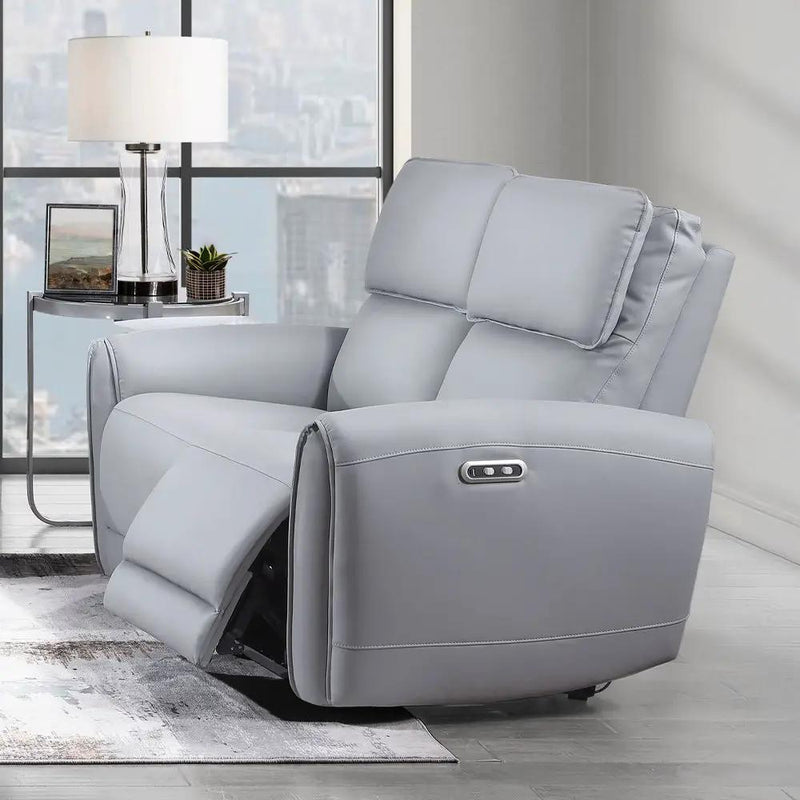 Jeromie - Power Motion Loveseat With USB Port - Gray Synthetic Leather by Unique Piece Furniture