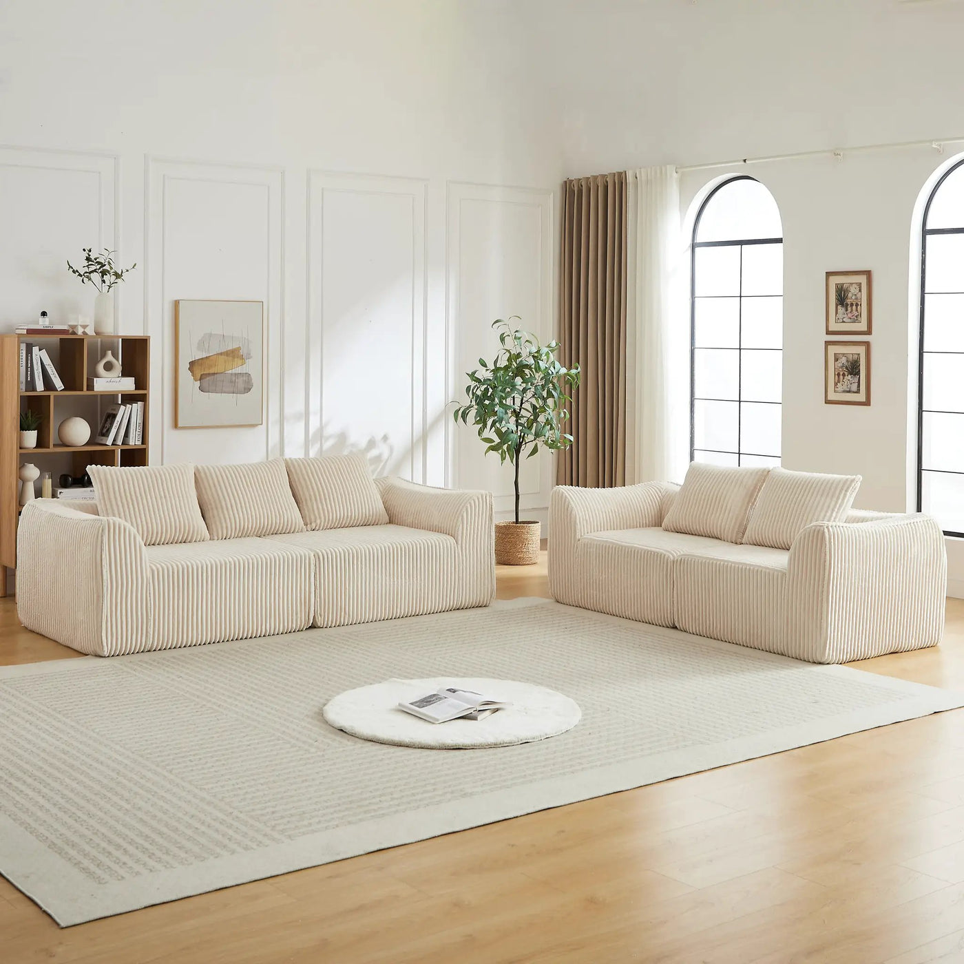 Minimalist 3+2 Seater Corduroy Sofa Set by HouseOfZazla