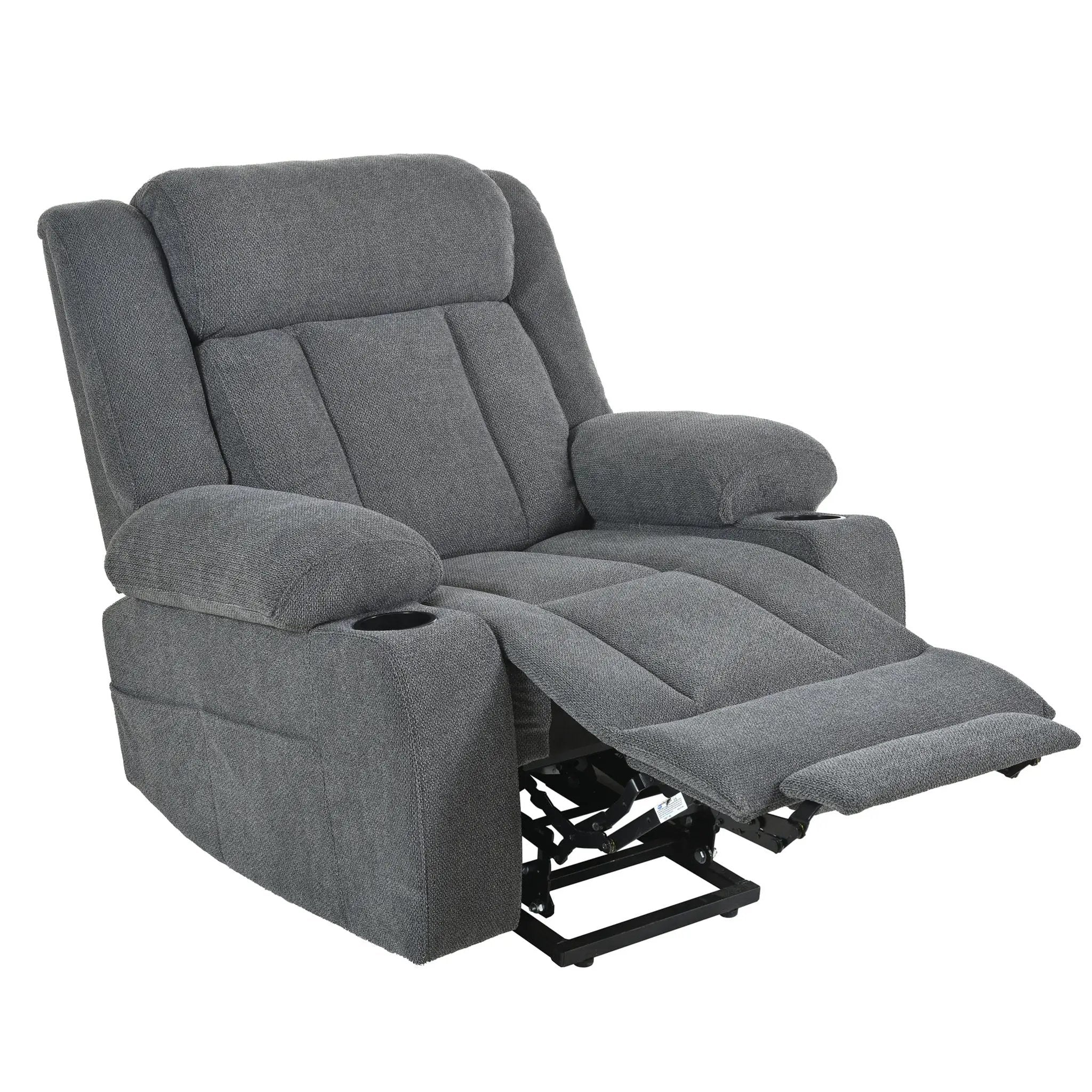 Power Lift Recliner Chair With Extended Footrest, Remote Control, Cup Holders, And Side Pockets by HouseOfZazla