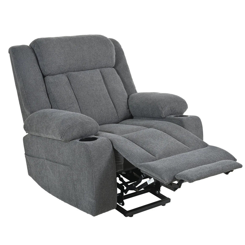 Power Lift Recliner Chair With Extended Footrest, Remote Control, Cup Holders, And Side Pockets by HouseOfZazla